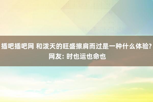 插吧插吧网 和泼天的旺盛擦肩而过是一种什么体验? 网友: 时也运也命也