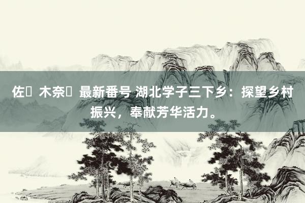 佐々木奈々最新番号 湖北学子三下乡：探望乡村振兴，奉献芳华活力。