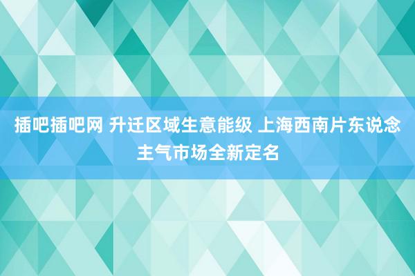 插吧插吧网 升迁区域生意能级 上海西南片东说念主气市场全新定名