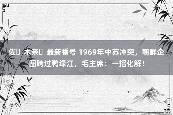 佐々木奈々最新番号 1969年中苏冲突，朝鲜企图跨过鸭绿江，毛主席：一招化解！