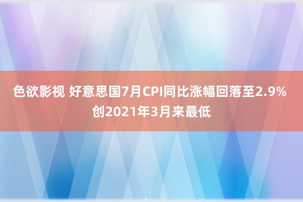 色欲影视 好意思国7月CPI同比涨幅回落至2.9% 创2021年3月来最低