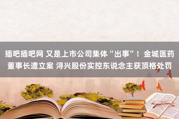 插吧插吧网 又是上市公司集体“出事”！金城医药董事长遭立案 浔兴股份实控东说念主获顶格处罚