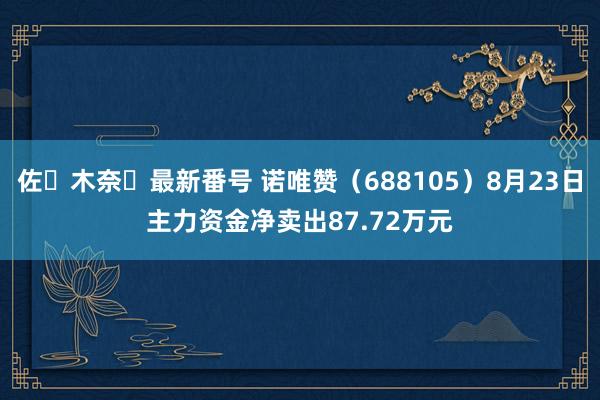 佐々木奈々最新番号 诺唯赞（688105）8月23日主力资金净卖出87.72万元