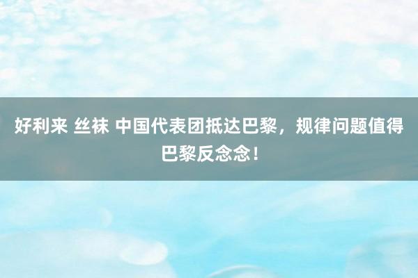 好利来 丝袜 中国代表团抵达巴黎，规律问题值得巴黎反念念！